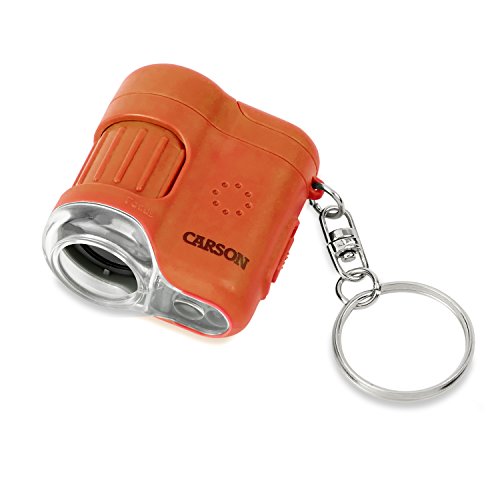 Carson Microscopio de Bolsillo MicroMini de 20x con Luces LED y UV y Linterna LED – Naranja