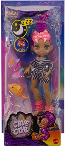 Cave Club Roaralai Fiesta de Pijamas Muñeca con Moda para Dormir y Accesorios de Juguete (Mattel GTH02)