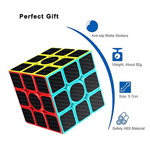 cfmour Cubo de Mágico, 3x3x3 Fibra de Carbono Suave Magia Cubo de Mágico Rompecabezas 3D Cube, Versión Mejorada, 5.7cm (Negro)