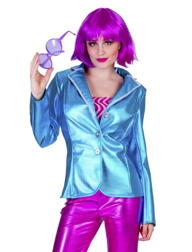 Chaqueta para mujer de Disco Fever – Azul – Disfraz de chaqueta para fiesta temática de los años 70 azul 38-40