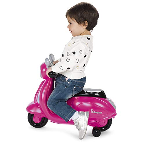 Chicco Vespa Primavera - Correpasillos Moto con Volante Interactivo electrónico, con o sin ruedines, Color Rosa