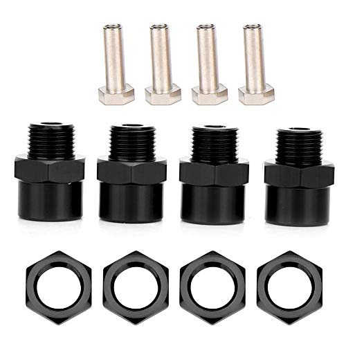 CHICIRIS Adaptador de Cubo Hexagonal, Adaptador de Cubo Hexagonal de Rueda, Mano de Obra Exquisita, Juguetes estables de Metal de 3 Colores para 1/10 Coche Sakura D4 HSP 94123(Black)