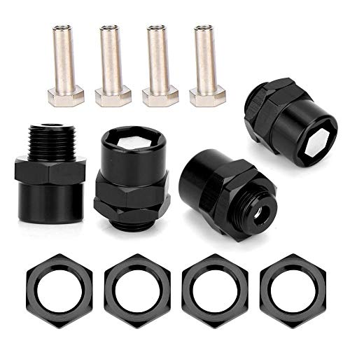 CHICIRIS Adaptador de Cubo Hexagonal, Adaptador de Cubo Hexagonal de Rueda, Mano de Obra Exquisita, Juguetes estables de Metal de 3 Colores para 1/10 Coche Sakura D4 HSP 94123(Black)