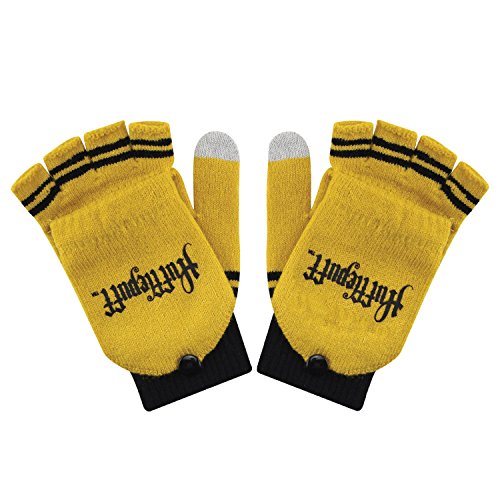 Cinereplicas - Harry Potter - Guantes - Mitones Removibles - Mitones de Pantalla táctil - Licencia Oficial - Casa Hufflepuff - Amarillo y Negro