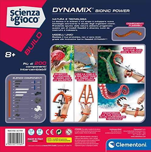 Clementoni-Science & Play – Dynamix – Bionic Power – Fabricado en Italia – Construcciones Flexibles – Juego científico (versión en Italiano), 8 años + (19169)