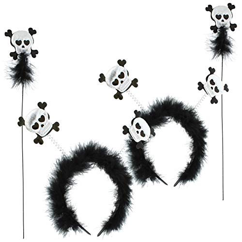 com-four® 2x Diademas para Halloween - Diadema con diseño de calavera para niños - Disfraz para Halloween y Carnaval - Accesorios para Halloween (02 piezas - calavera)