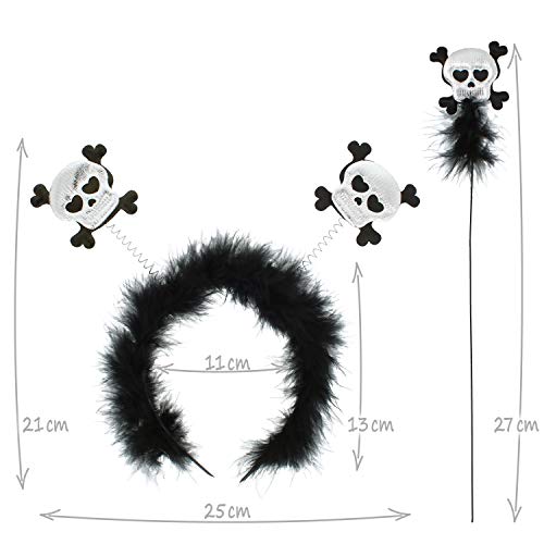 com-four® 2x Diademas para Halloween - Diadema con diseño de calavera para niños - Disfraz para Halloween y Carnaval - Accesorios para Halloween (02 piezas - calavera)