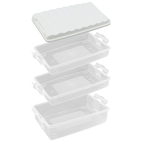 COM-FOUR® lonchera con varios compartimentos - lonchera apilable para el refrigerador - lonchera a prueba de fugas con tapa - aprox.25 x 15.5 x 14 cm (1 juego/blanco)