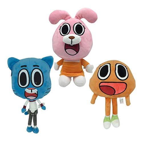 Conjunto de 3 The Amazing World of Gumball Darwin Anais Gumball Figura de Peluche Juguetes muñecas de Peluche para Regalo de niños