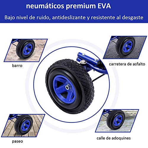 COSTWAY Go Kart Racing para Niños Coche de Pedal Asiento Ajustable con Ruedas de Goma Embrague y Freno Infantil Juguete (Azul)