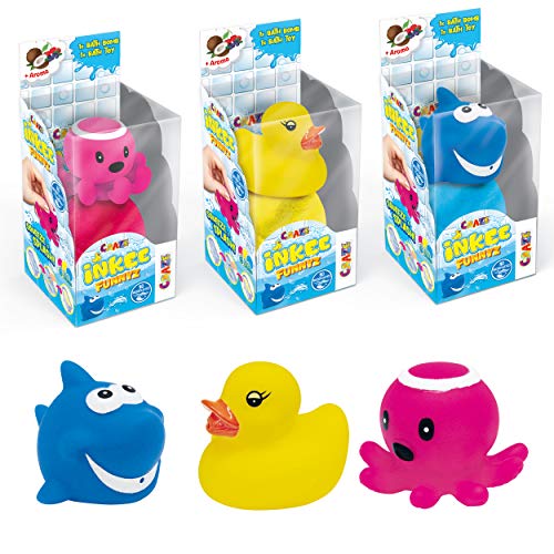 CRAZE INKEE Funnyz 30400 - Juego de 3 Bombas de baño aromáticas con Juguetes de baño, 6 Colores Diferentes y contenidos