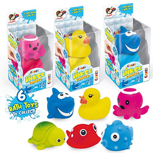 CRAZE INKEE Funnyz 30400 - Juego de 3 Bombas de baño aromáticas con Juguetes de baño, 6 Colores Diferentes y contenidos