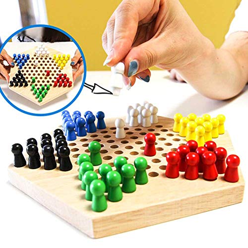 Damas de madera, juego de damas de colores interiores/exteriores Juego de mesa educativo para niños Damas chinas Damas clásicas de Halma clásicas Juego familiar de estrategia