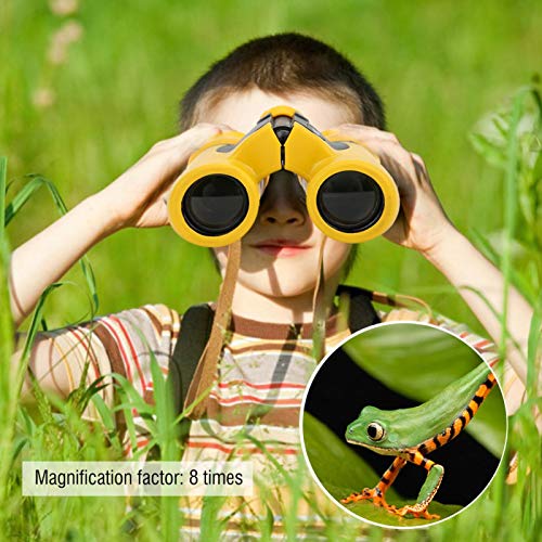 DAUERHAFT 8 Veces de Aumento Binoculares para niños Telescopio Binocular para niños Goma + Metal Ayuda a expandir los horizontes del niño Regalo Maravilloso para Sus Hijos(Yellow)