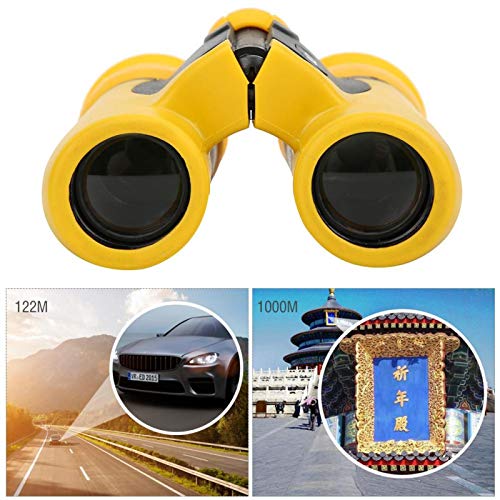 DAUERHAFT 8 Veces de Aumento Binoculares para niños Telescopio Binocular para niños Goma + Metal Ayuda a expandir los horizontes del niño Regalo Maravilloso para Sus Hijos(Yellow)