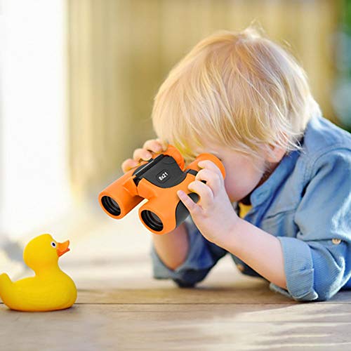 DAUERHAFT Aumento de 8 Veces con máscara de Ojo de Cuerno Binoculares para niños Telescopio Binocular Ayuda a expandir los horizontes del niño Regalo Maravilloso para Sus Hijos(Orange)