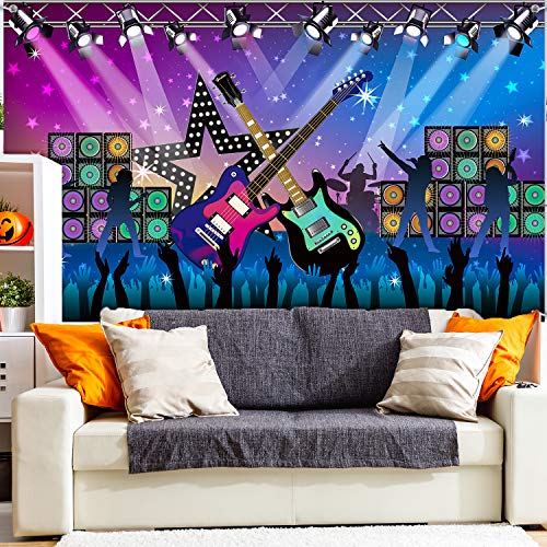 Decoraciones para Fiestas de Karaoke, Banner de Telón de Fondo de Fiesta de Vacaciones de Rock Star de Tela Grande para Fiesta de Rock N Roll, Fondo de Banner de Rock Star, 72,8 x 43,3 Pulgadas