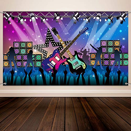 Decoraciones para Fiestas de Karaoke, Banner de Telón de Fondo de Fiesta de Vacaciones de Rock Star de Tela Grande para Fiesta de Rock N Roll, Fondo de Banner de Rock Star, 72,8 x 43,3 Pulgadas