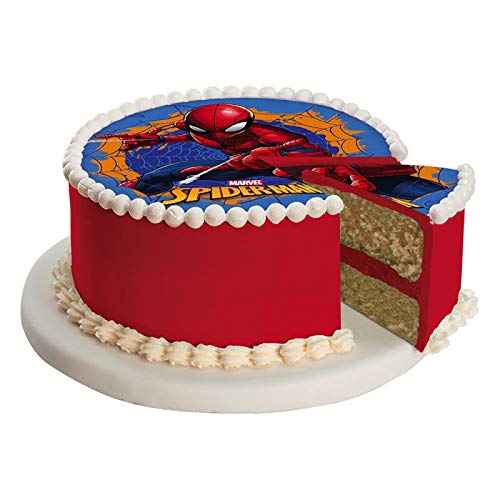 Dekora - Decoracion Tartas de Cumpleaños Infantiles en Disco de Oblea de Spiderman - 20 cm