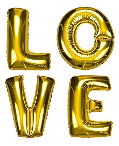 DekoRex® "Love Amor Letras Globos Papel Brillante Decoración para Aire y Helio Hoja 100cm en Plata