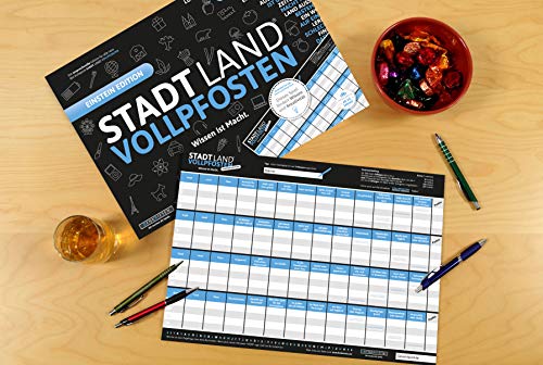 DENKRIESEN Stadt Land Blue Edition – Ampliación – Wissen-ist-Macht – Bloc de Juego DIN A3 50 Hojas