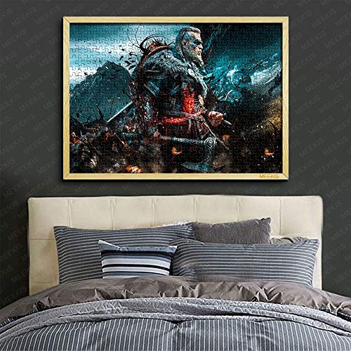 Descomprima Toy Puzzle 1000 Assassin'S Creed Valhalla Viking Axe Juego Familiar Juego de Juguete de Regalo 26x38