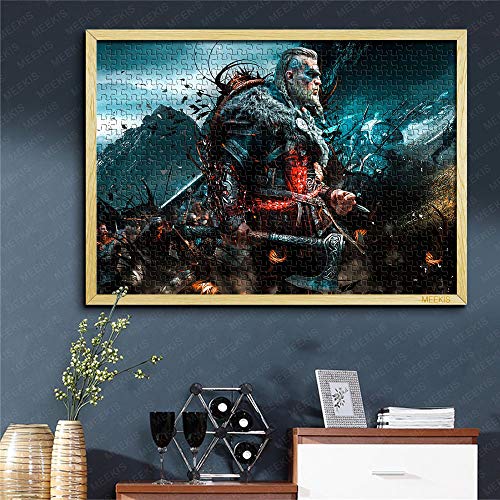 Descomprima Toy Puzzle 1000 Assassin'S Creed Valhalla Viking Axe Juego Familiar Juego de Juguete de Regalo 26x38