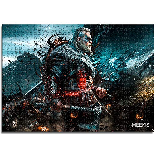 Descomprima Toy Puzzle 1000 Assassin'S Creed Valhalla Viking Axe Juego Familiar Juego de Juguete de Regalo 26x38