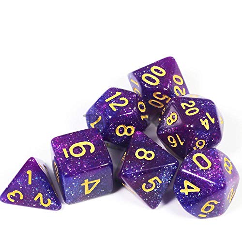 DHHUANGP Dados,Juego De Dados,Juegos De Dados,Mezcla De Grado Superior Azul Púrpura - Color Universo Creativo Galaxy Juego De Dados De Royal Polvo Glitter Efecto Asombroso para DND RPG(3pcs)