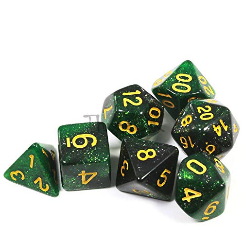 DHHUANGP Dados,Juego De Dados,Juegos De Dados,Mezcla De Grado Superior Verde- Color Universo Creativo Galaxy Juego De Dados De Royal Polvo Glitter Efecto Asombroso para DND RPG(3pcs)