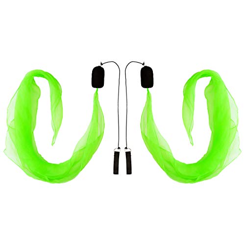 Diabolo Freizeitsport POI Luminoso UV en Verde - Angel Wings Spinning Pois. Spiral Pois, Soft-Pois para Principiantes y Profesionales