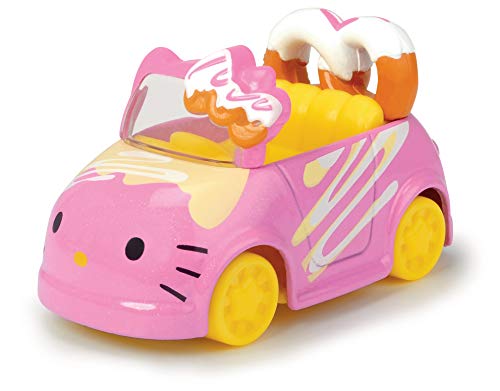 Dickie Hello Kitty Coche Pretzel de Metal, Longitud 6cm, Incluye 1 Figura extraíble de Hello Kitty, Para Niños a partir de 3 Años