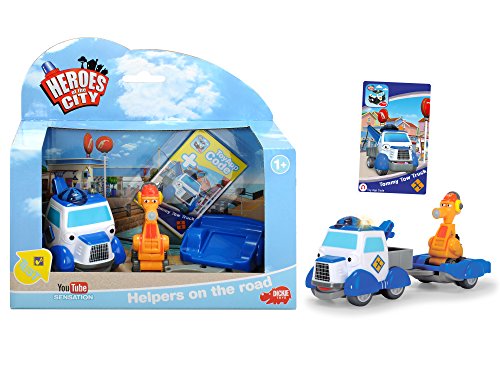 Dickie Toys – Héroes de la Ciudad, Andy Camión Grúa Juego, el abschleppauto con luz, Original Canciones, Sonidos y – Función de Pesca, Incluye Tarjeta de colección con código Secreto