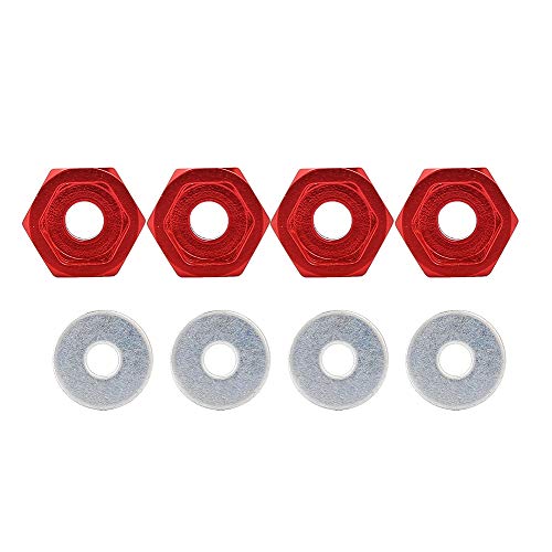 Dilwe Adaptador de Coche RC, 4PCS Mini Adaptador Hexagonal de Rueda de Coche RC 12 a 17 para HSP 1/10 Road Camión de Vehículo Eléctrico(Rojo)