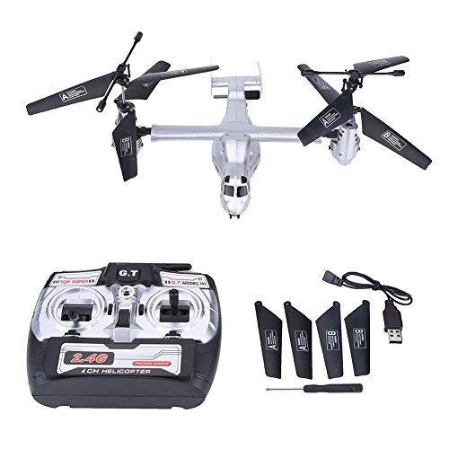 Dilwe Modelo del helicóptero de RC, 2.4G 3.5CH Dual Motors Dual Gyroscope Remote Control Airplane Helicóptero RC Vehículo de los Aviones(Plata)