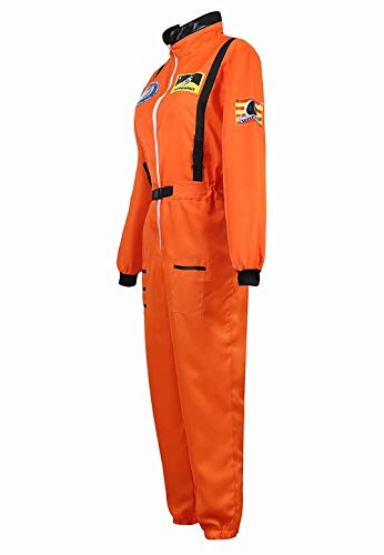 Disfraz Astronauta Adulto Mujer Traje Halloween Carnaval Americano Cadete del Espacio Cosplay Naranja s