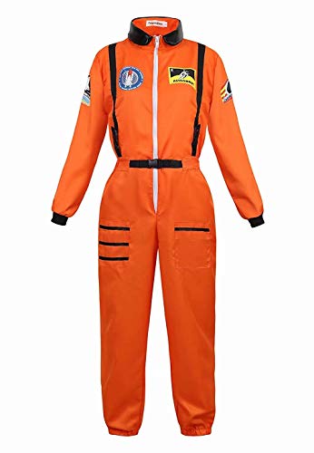 Disfraz Astronauta Adulto Mujer Traje Halloween Carnaval Americano Cadete del Espacio Cosplay Naranja s
