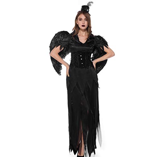 Disfraz de ángel para Halloween, para mujer, de moda, sexy, para disfraz, estilo vintage, para cosplay Negro XL