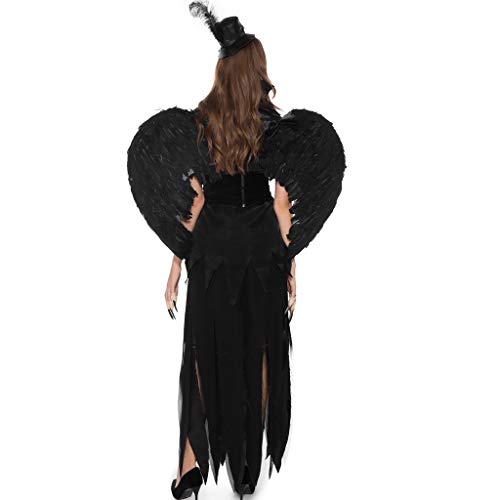 Disfraz de ángel para Halloween, para mujer, de moda, sexy, para disfraz, estilo vintage, para cosplay Negro XL