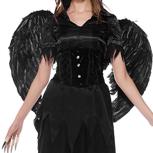 Disfraz de ángel para Halloween, para mujer, de moda, sexy, para disfraz, estilo vintage, para cosplay Negro XL