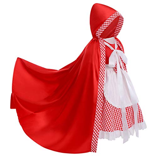 Disfraz de Caperucita Roja para niñas con encaje floral para Halloween, Navidad, carnaval, cosplay, fiesta de cumpleaños, tutú con capa de hada