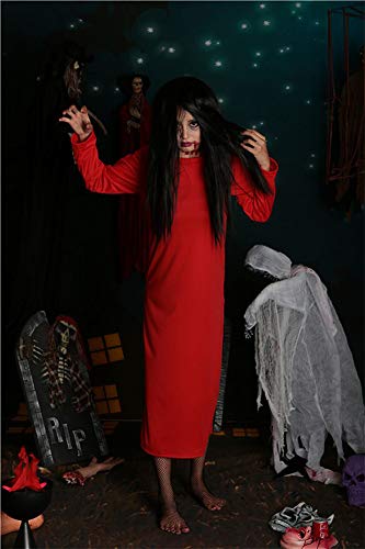 Disfraz De Halloween Mujer Blanco Rojo Horror Asustadizo Cosplay Fantasma Femenino Espeluznante Traje Juego Mascarada Vestido,Red