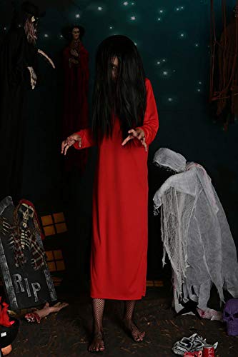 Disfraz De Halloween Mujer Blanco Rojo Horror Asustadizo Cosplay Fantasma Femenino Espeluznante Traje Juego Mascarada Vestido,Red