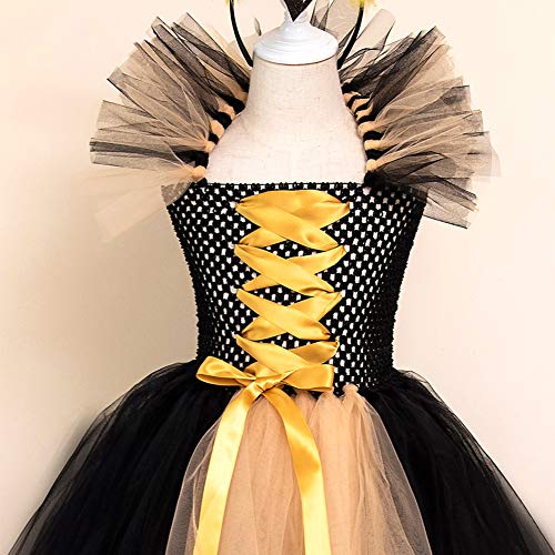 Disfraz de maléfica para niños, vestido de tul de punto hecho a mano, con diadema de cuerno de bruja malvada, Halloween, carnaval, cosplay, fiesta