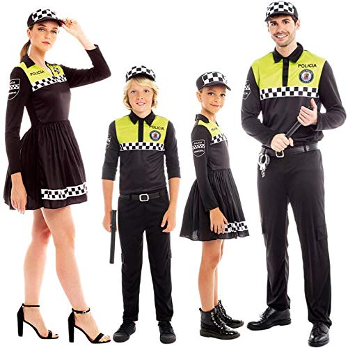 Disfraz Policía Local Niño Uniforme con Gorra Checkers【Tallas Infantiles de 3 a 12 años】[5-6 años] Disfraz Carnaval Niño Profesiones Uniforme con Gorra Policía Desfiles Teatro Actuaciones Regalo