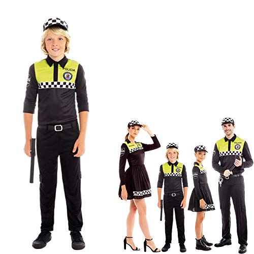 Disfraz Policía Local Niño Uniforme con Gorra Checkers【Tallas Infantiles de 3 a 12 años】[5-6 años] Disfraz Carnaval Niño Profesiones Uniforme con Gorra Policía Desfiles Teatro Actuaciones Regalo