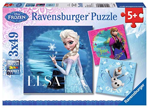 Disney Frozen, Elsa, Anna y Olaf, Puzzle de 3 x 49 Piezas (Ravensburger 9269)