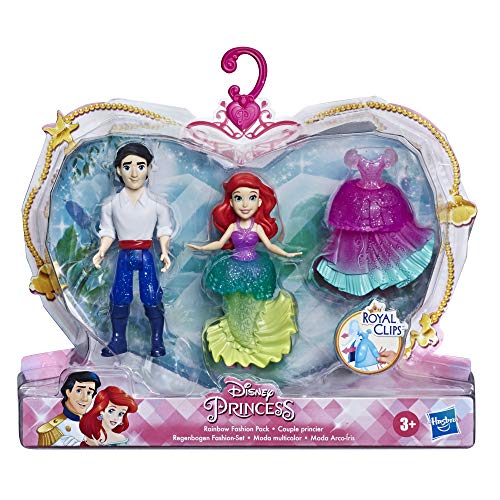 Disney Princess Ariel y el príncipe Eric colección pequeña muñeca Real Clips Juguetes de Moda con Vestido Extra