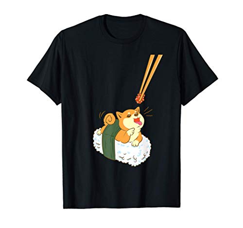 Divertido Inu Kawaii Shiba Japonés Sushi Camiseta