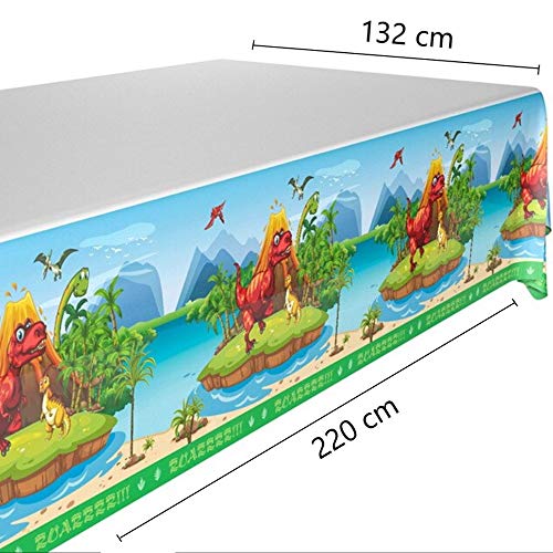 DIWULI, Mantel de dinosaurio para mesa, mantel de mesa moderno, multicolor, rectangular, de plástico, para decoración de cumpleaños, cumpleaños infantiles, fiestas temáticas, etc.